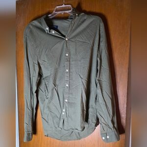Zara Man Relaxed Fit Olive Green Button-Down Shirt XL